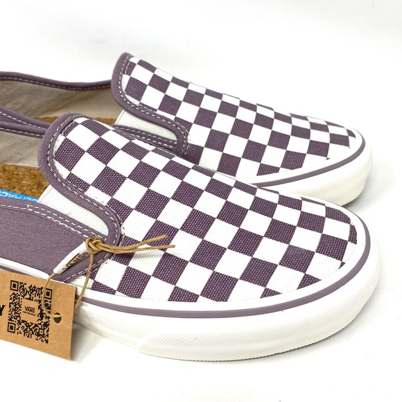 VANS Slip On Eco Theory Check Pure Purple Canvas Women’s Sneakers  VN0A5HYQA66 - Picture 3 of 9